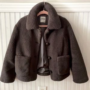 Zara Faux Sherpa Teddy Coat XS